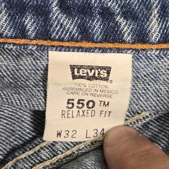 Vintage Levi's 550 Relaxed Fit Men's Jeans 32x34 Grunge Y2K Light Blue 1998 - Picture 12 of 13